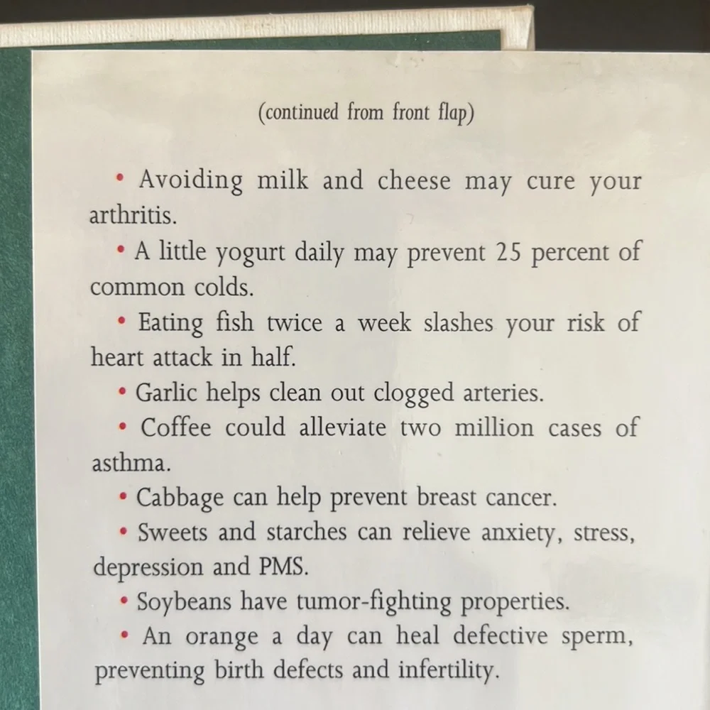 “Food Your Miracle Medicine” Hardcover by Jean Carper